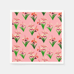 Serviette En Papier Orchidées sauvages - Orchidées roses de corail et