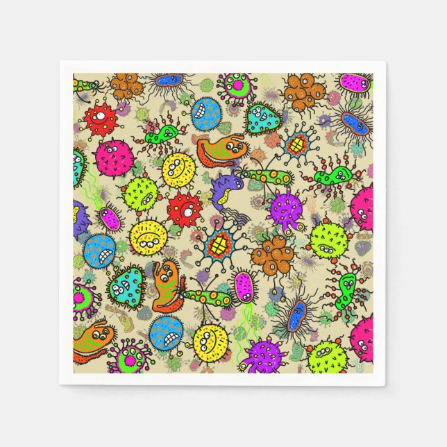 Serviette En Papier Organismes de laboratoire microscopique amusants (Devant)