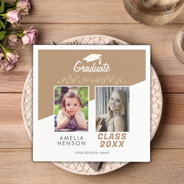 Serviette En Papier Ornement d'or moderne Elegant 2 Diplôme photo (Créateur téléchargé)