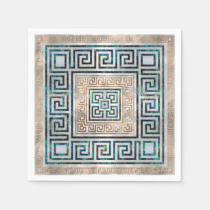 Serviette En Papier Ornement principal grec - ormeau et or