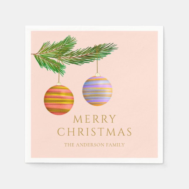 Serviette En Papier Ornements de Noël festifs Personnalisés (Devant)