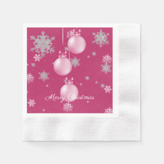 Serviette En Papier Ornements de Noël rose Papier Napkin