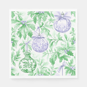 Serviette En Papier ornements de Noël vert violet toile