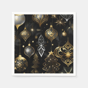 Serviette En Papier Ornements Traditionnels Argent Et Or