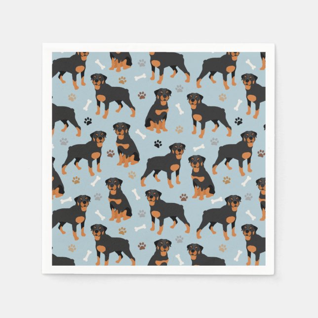Serviette En Papier Os et pattes de chien Rottweiler (Devant)