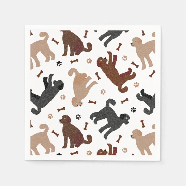 Serviette En Papier Os et pattes de nouilles de Labradoodle (Devant)