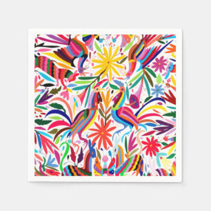 Serviette En Papier Otomi coloré imprimé, Motif floral/animal