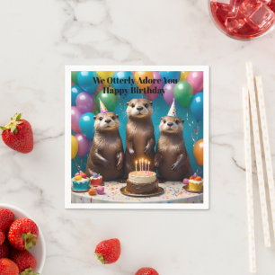 Serviette En Papier Otter Triplets Otterly Adorez Vous Anniversaire Fê