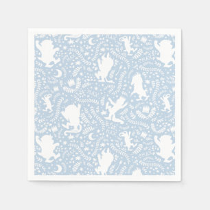 Serviette En Papier Où les choses sauvages le modèle floral bleu