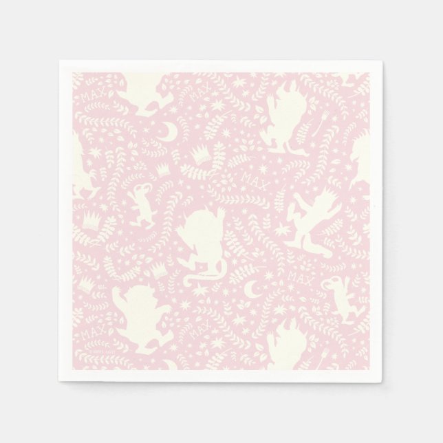 Serviette En Papier Où les choses sauvages rose modèle floral (Devant)