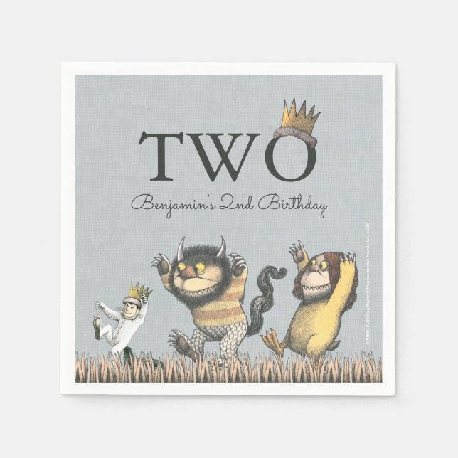 Serviette En Papier Où les choses sauvages sont 2ème anniversaire (Devant)