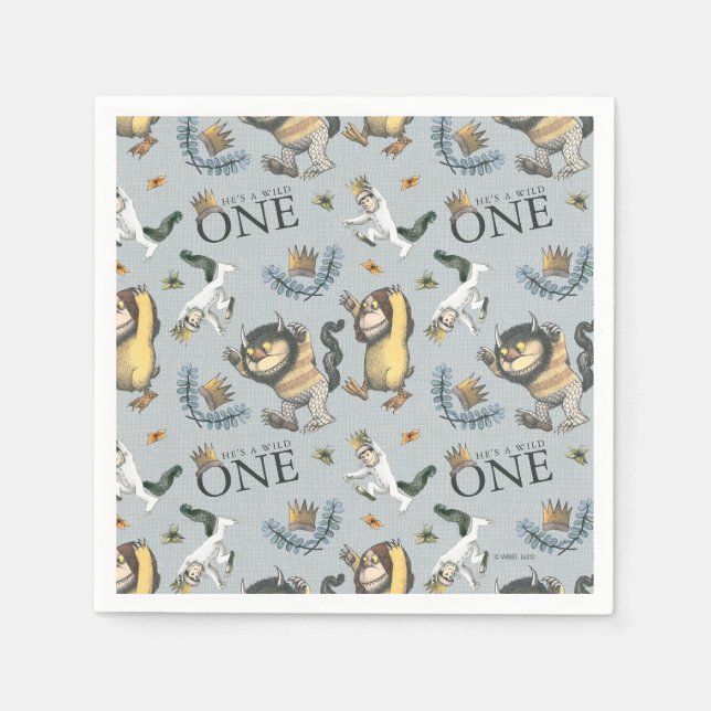 Serviette En Papier Où les choses sauvages sont Motifs 1er anniversair (Devant)