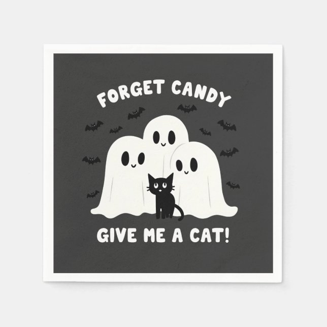 Serviette En Papier Oubliez Le Bonbon Donne-Moi Un Chat Halloween Éffr (Devant)
