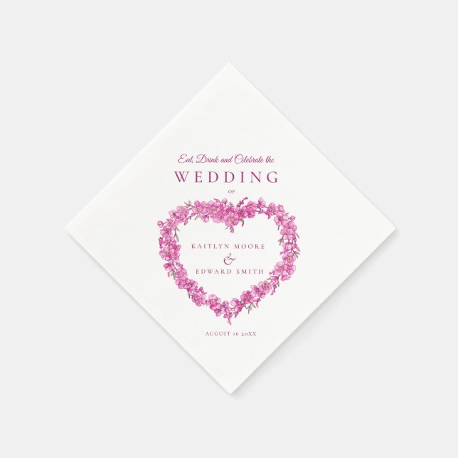 Serviette En Papier Oubliez-moi pas mariage d'art blanc rose (Coin)