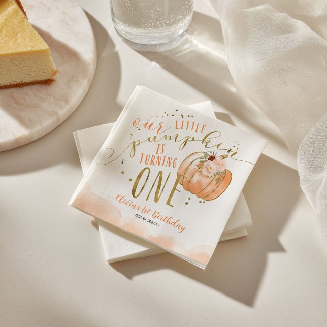Serviette En Papier Our Little Pumpkin Is Turning One 1st Birthday (Créateur téléchargé)