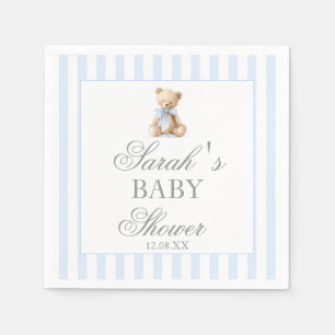 Serviette En Papier Ours à rayures bleues Baby Shower