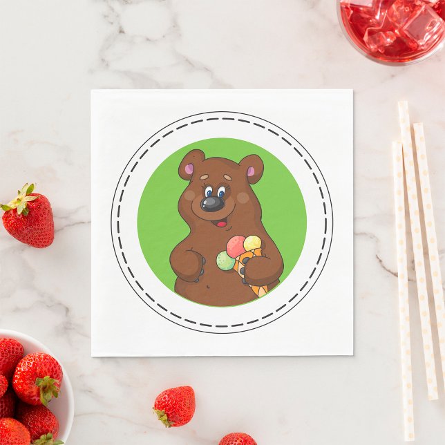 Serviette En Papier Ours Brown Avec Crème Glaciaire (Créateur téléchargé)