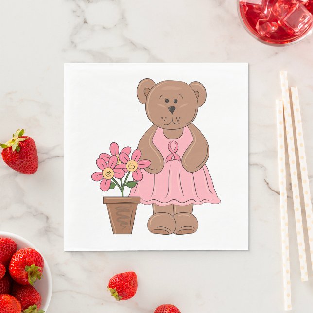Serviette En Papier Ours de sensibilisation au cancer du sein en robe  (Créateur téléchargé)