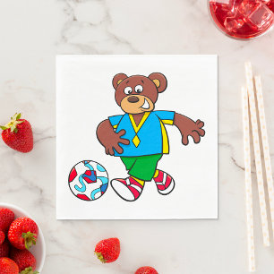 Serviette En Papier Ours de soccer jouant au football en tenue sportiv