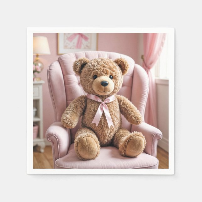 Serviette En Papier Ours En Conflit Avec Bow Rose (Devant)