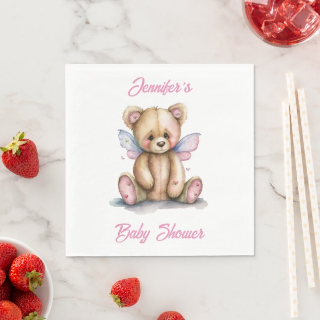 Serviette En Papier Ours en peluche avec ailes Personnalisé (En situation)