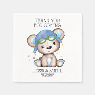 Serviette En Papier Ours en peluche du pilote d'aquarelle