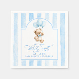 Serviette En Papier Ours en peluche élégant rayures bleu clair Baby Sh