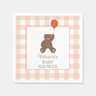 Serviette En Papier Ours en peluche et ballon orange blanc Baby Shower