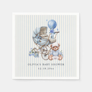 Serviette En Papier Ours en peluche Polo | Garçon en poussette Baby Sh