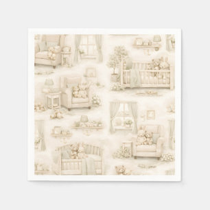 Serviette En Papier Ours en peluche salle neutre de nurserie motif bei