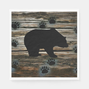 Serviette En Papier Ours Noir Ours Noir Pâtes Bois Rustique