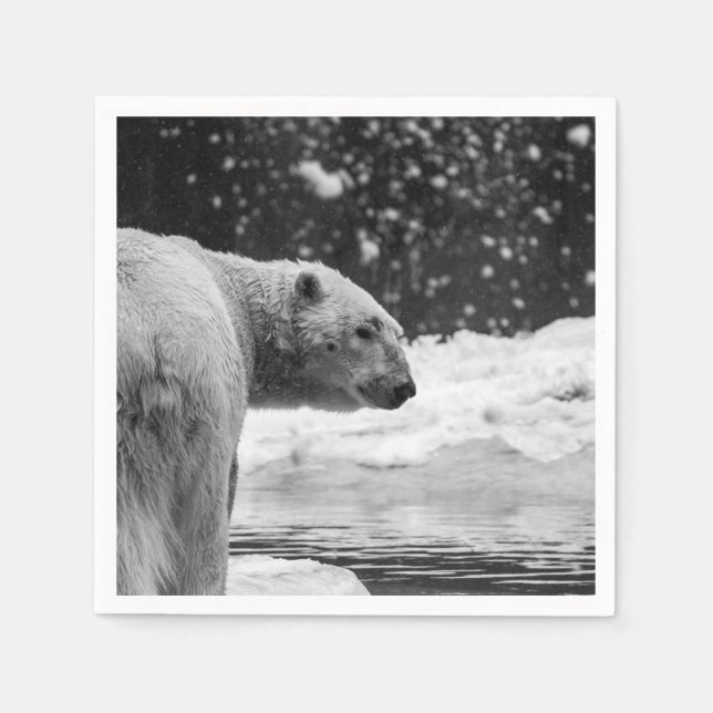 Serviette En Papier Ours polaire dans la neige (Devant)