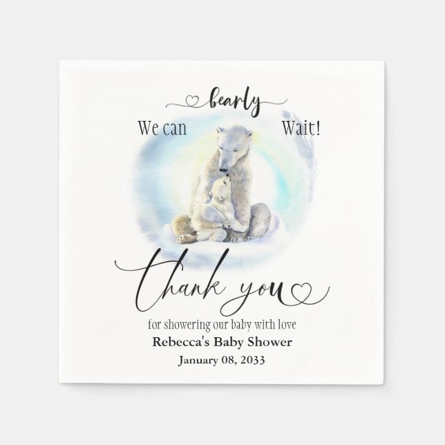 Serviette En Papier Ours polaire Hiver Baby shower d'attente précoce F (Devant)