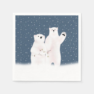 Serviette En Papier Ours Polaires De Noël En Neige