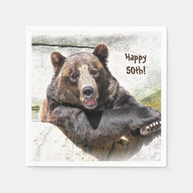 Serviette En Papier ours souriant 50e anniversaire (Devant)