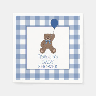 Serviette En Papier Ourson bleu Buffalo Check Baby Shower Ourson