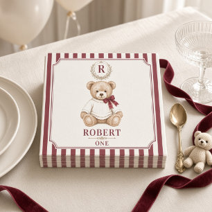 Serviette En Papier Ourson Personnalisé Petit Nœud Bourguignon Premier