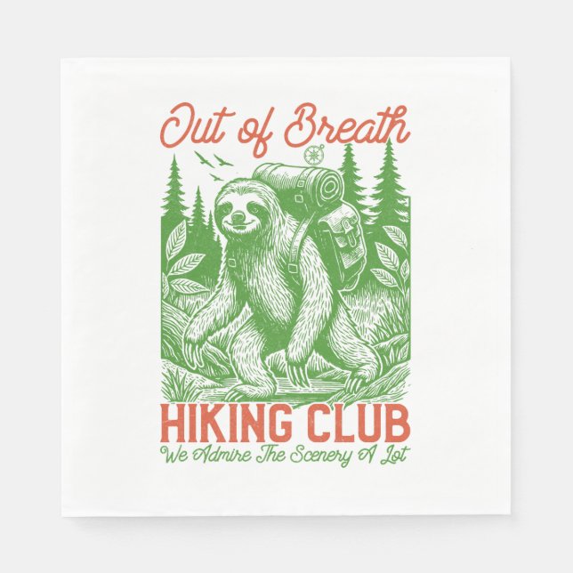 Serviette En Papier Out Breath Funny Sloth Randonnée Club (Devant)