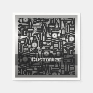 Serviette En Papier Outils d'atelier Black & Silver