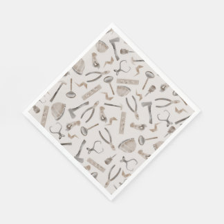 Serviette En Papier Outils de construction d'aquarelle mignonne