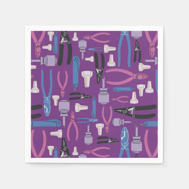 Serviette En Papier Outils de construction électrique rose pour filles (Devant)
