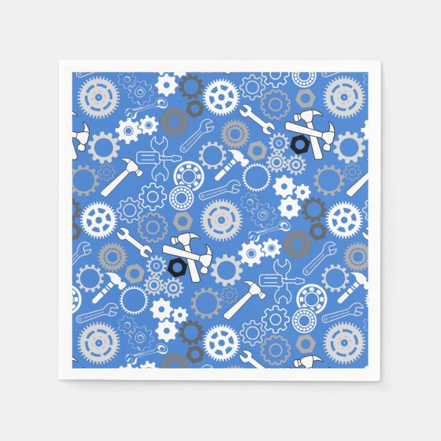 Serviette En Papier Outils Motif 01.b LBlue BG (Devant)
