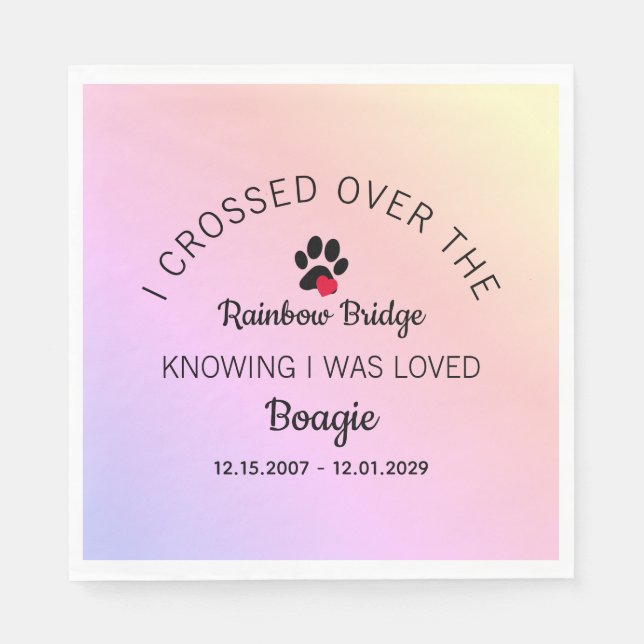 Serviette En Papier Over The Rainbow Bridge Custom Pet Memorial (Devant)