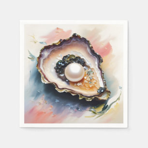 Serviette En Papier Oyster Pearl Shellfish Art