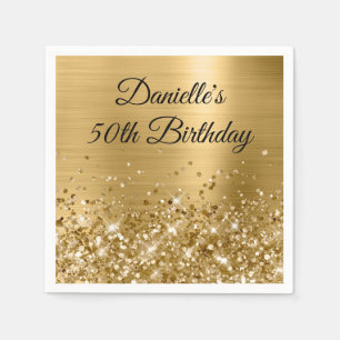 Serviette En Papier Pailleté Papier Doré 50e Anniversaire