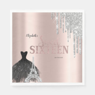 Serviette En Papier Paillettes qui dégoulinent,Robe,Tour Eiffel Sweet