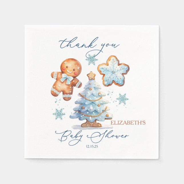 Serviette En Papier Pain d'épice Boy Christmas Tree Baby shower Merci (Devant)