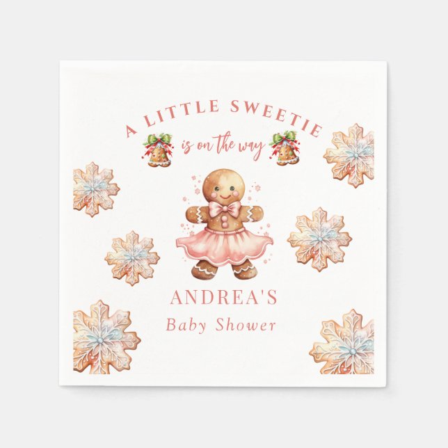 Serviette En Papier Pain d'épices | Baby shower de Noël (Devant)