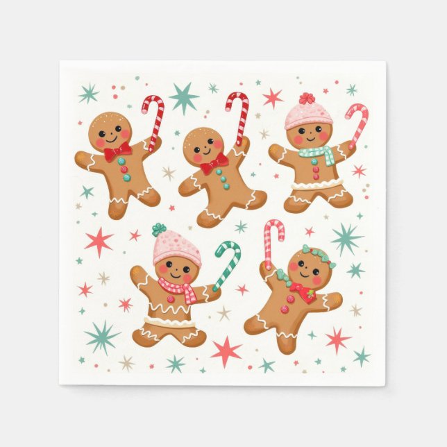 Serviette En Papier Pain d'épices de Noël Hommes tenant des Sucres de  (Devant)