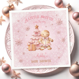 Serviette En Papier Pain d'épices Homme Fille Baby shower de Noël rose